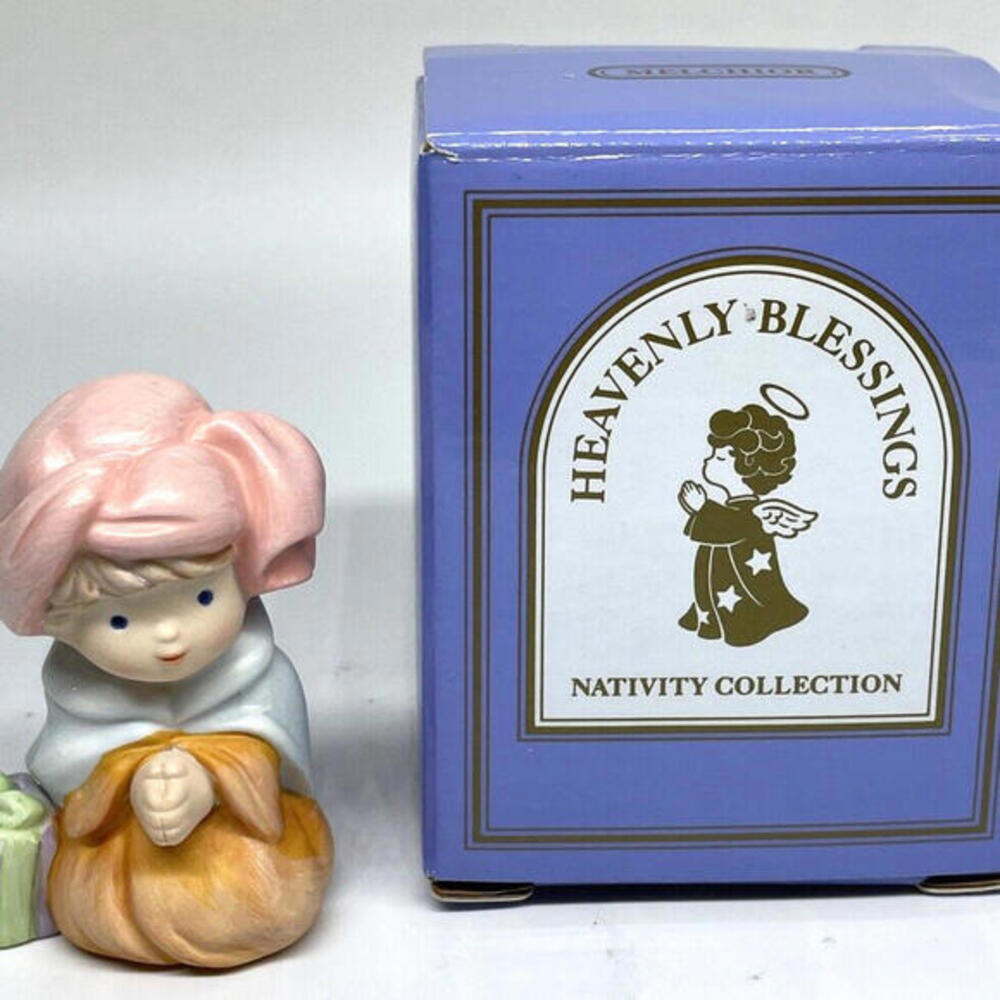 Avon Heavenly Blessings Melchior Christmas Nativity Figurine Porcelain 1986
